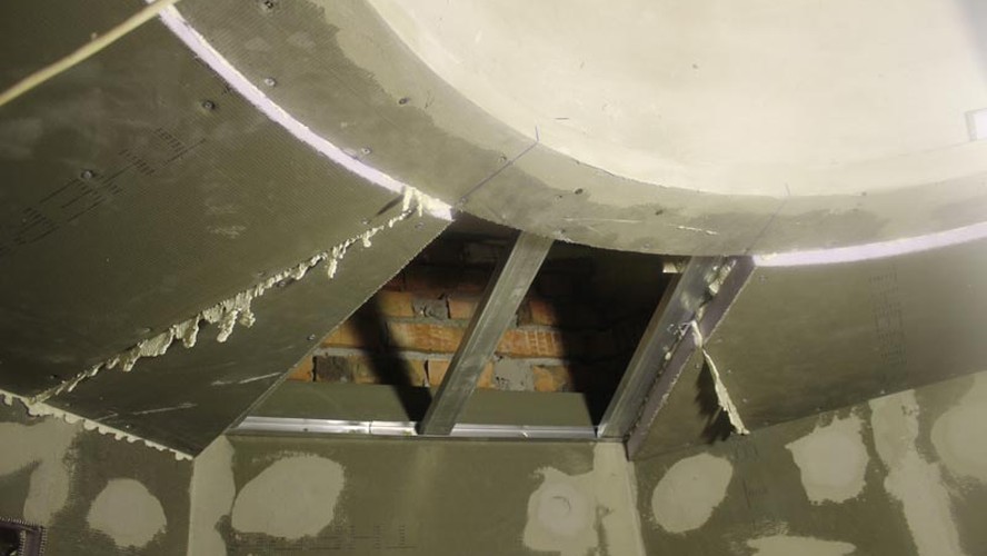 Устройство потолка хамама из строительной плиты THERMIT SP